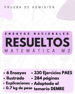 Ensayos nacionales resueltos PAES de matemática M2 (6 ensayos) – IMPRESO